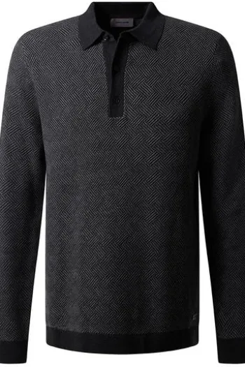 PIERRE CARDIN Strick-Polo-Pullover anthra gemustert