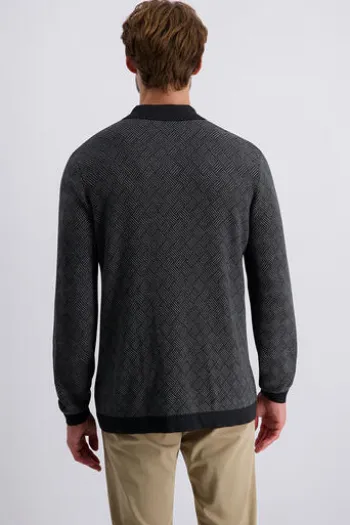 PIERRE CARDIN Strick-Polo-Pullover anthra gemustert