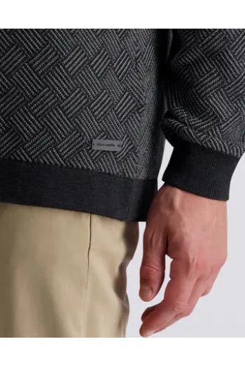 PIERRE CARDIN Strick-Polo-Pullover anthra gemustert