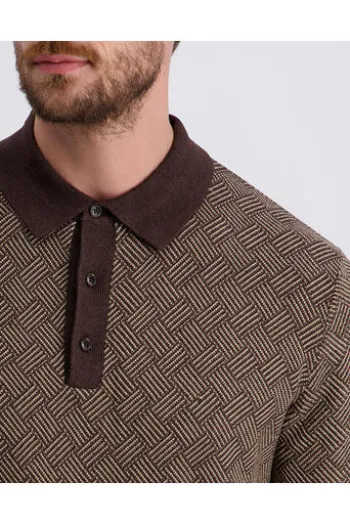 PIERRE CARDIN Strick-Polo-Pullover lark gemustert