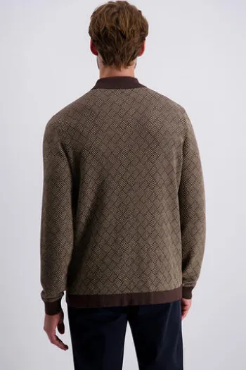 PIERRE CARDIN Strick-Polo-Pullover lark gemustert