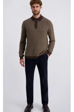 PIERRE CARDIN Strick-Polo-Pullover lark gemustert