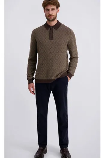 PIERRE CARDIN Strick-Polo-Pullover lark gemustert