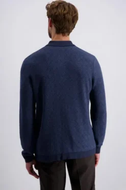 PIERRE CARDIN Strick-Polo-Pullover bering sea gemustert
