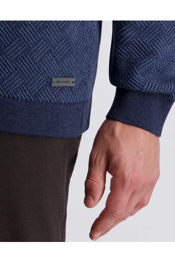 PIERRE CARDIN Strick-Polo-Pullover bering sea gemustert