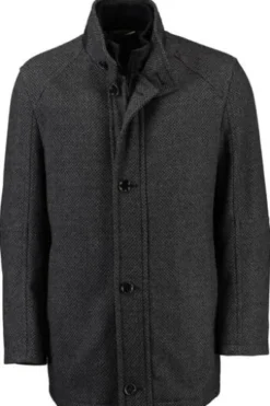 PIERRE CARDIN Wolljacke mit Strukturmuster anthrazit