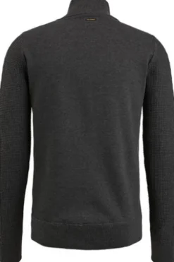 PME Legend Half zip collar cotton knit bone white