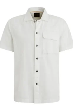 PME LEGEND Hemd Ctn Linen bright white Regular Fit Kurzarm