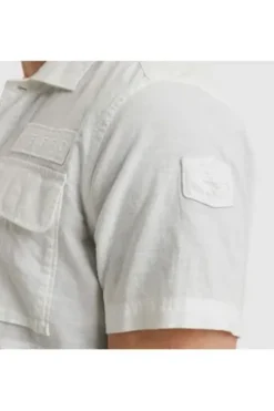 PME LEGEND Hemd Ctn Linen bright white Regular Fit Kurzarm