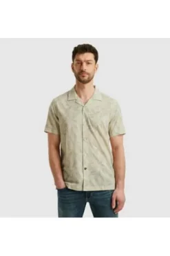 PME LEGEND Hemd Print move on Slub bone white Regular Fit