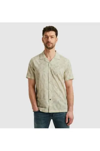PME LEGEND Hemd Print move on Slub bone white Regular Fit