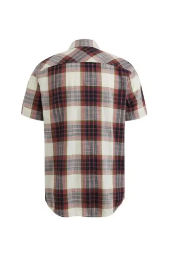 PME LEGEND Hemd Slub Herringbone Check dry rose kariert Regular Fit Kurzarm