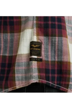 PME LEGEND Hemd Slub Herringbone Check dry rose kariert Regular Fit Kurzarm