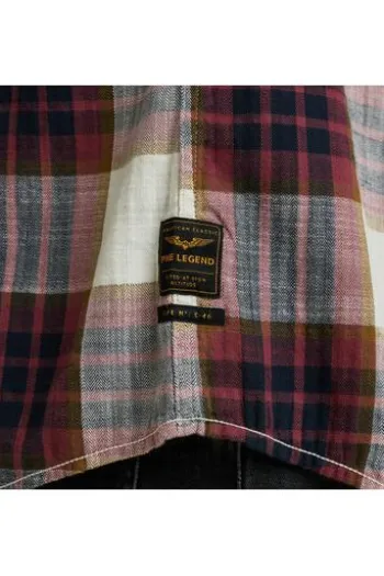 PME LEGEND Hemd Slub Herringbone Check dry rose kariert Regular Fit Kurzarm