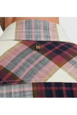 PME LEGEND Hemd Slub Herringbone Check dry rose kariert Regular Fit Kurzarm