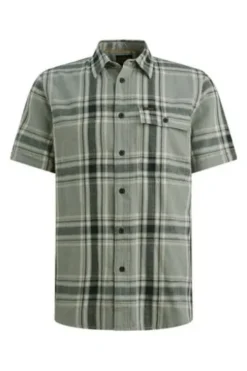 PME LEGEND Hemd Yarn Dyed iceberg green kariert Regular Fit Kurzarm