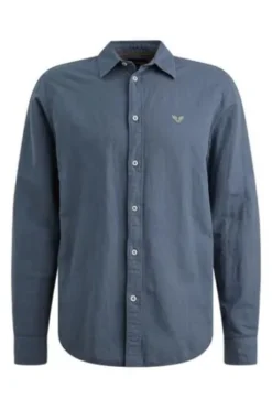 PME LEGEND Leinen Hemd bijou blue Langarm