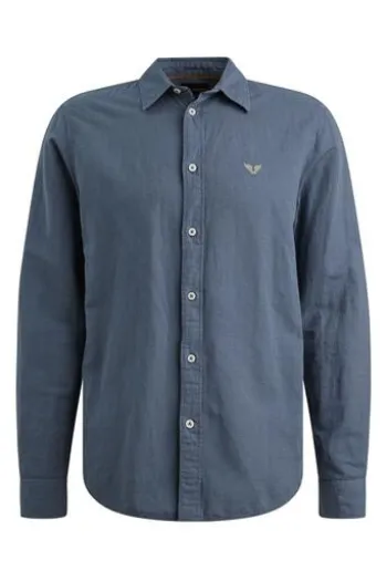 PME LEGEND Leinen Hemd bijou blue Langarm