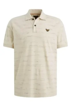 PME LEGEND Pique`Polo Shirt bone white gestreift