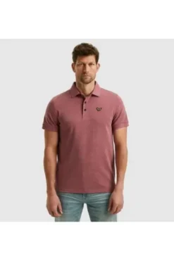 PME LEGEND Polo Shirt Jacquard jersey dry rose Strukturmuster Regular Fit