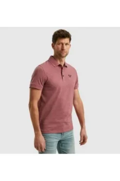 PME LEGEND Polo Shirt Jacquard jersey dry rose Strukturmuster Regular Fit