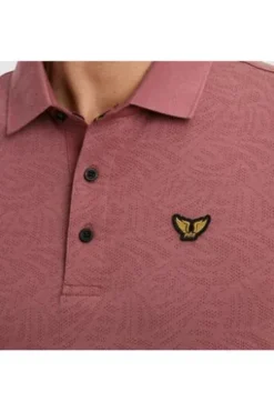 PME LEGEND Polo Shirt Jacquard jersey dry rose Strukturmuster Regular Fit