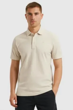PME LEGEND Polo Shirt pique garment dye bone white
