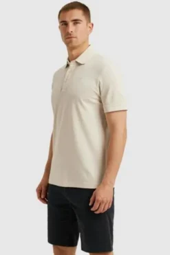 PME LEGEND Polo Shirt pique garment dye bone white