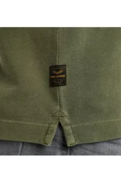 PME LEGEND Polo Shirt pique garment dye Deep lichen green