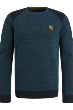 PME Legend R-neck cotton rib melee knit Pullover salute