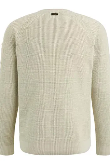 PME Legend R-neck cotton rib melee knit Pullover bone white