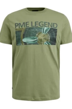 PME LEGEND Short sleeve r-neck single jersey digital print T-Shirt Sage