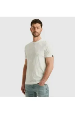 PME LEGEND T-Shirt Jacquard Jersey bright white gemustert Regular Fit