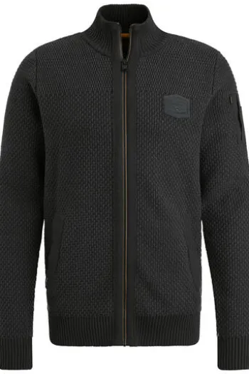 PME Legend Zip jacket cotton structure Strickjacken black onyx