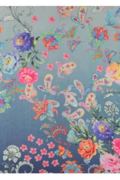P-MODEKONTOR Woll-Schal blau im floralen Dessin