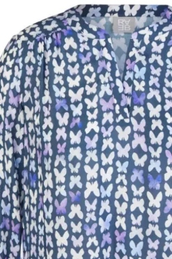 RABE Bluse dunkeljeans gemustert 3/4-Arm