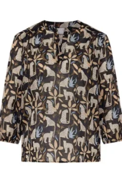 RABE Bluse schwarz gemustert 3/4-Arm