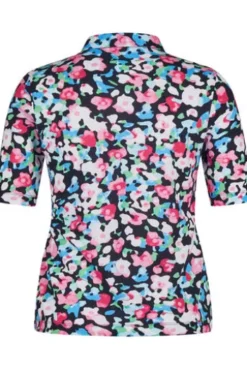 RABE Pique Polo-Shirt mandelblüte geblümt Kurzarm
