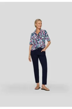 RABE Pique Polo-Shirt mandelblüte geblümt Kurzarm