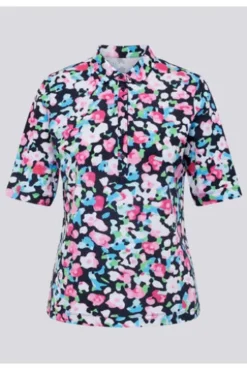 RABE Pique Polo-Shirt mandelblüte geblümt Kurzarm