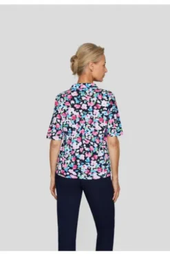 RABE Pique Polo-Shirt mandelblüte geblümt Kurzarm