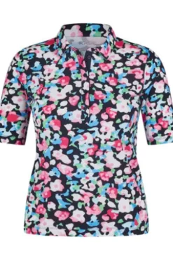 RABE Pique Polo-Shirt mandelblüte geblümt Kurzarm