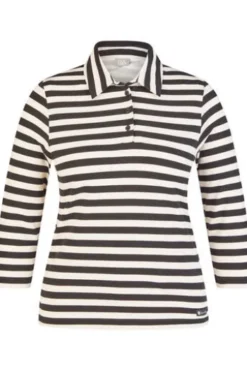 RABE Polo-Shirt alabaster gestreift 3/4-Arm