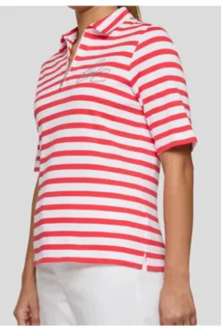 RABE Polo-Shirt koralle gestreift in Jersey-Qualität