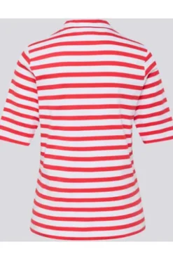 RABE Polo-Shirt koralle gestreift in Jersey-Qualität