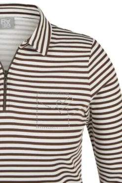 RABE Polo-Shirt mokka gestreift 3/4-Arm