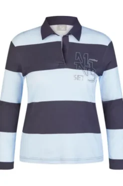 RABE Polo-Shirt pastellblau gestreift Langarm