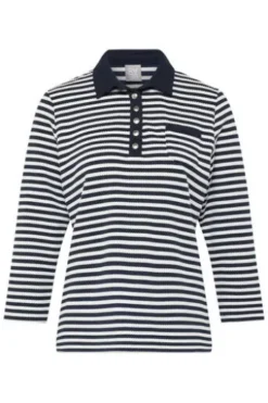 RABE Polo-Shirt pazifik gestreift 3/4-Arm