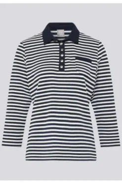 RABE Polo-Shirt pazifik gestreift 3/4-Arm