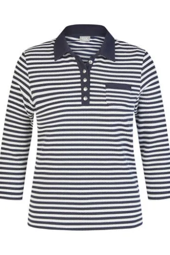 RABE Polo-Shirt pazifik gestreift 3/4-Arm